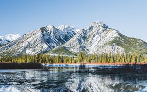 Preview wallpaper mountains, lake, reflection, trees, nature, landscape