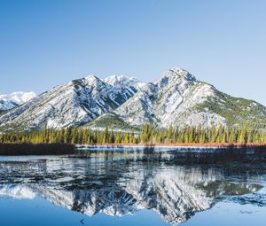 Preview wallpaper mountains, lake, reflection, trees, nature, landscape
