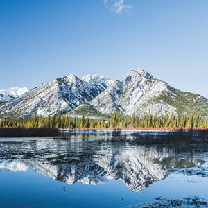 Preview wallpaper mountains, lake, reflection, trees, nature, landscape
