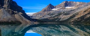 Preview wallpaper mountains, lake, reflection, snow, trees, landscape