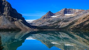 Preview wallpaper mountains, lake, reflection, snow, trees, landscape