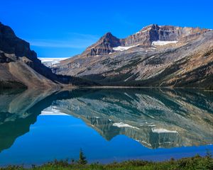 Preview wallpaper mountains, lake, reflection, snow, trees, landscape