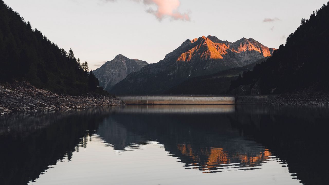 Wallpaper mountains, lake, reflection, trees, landscape