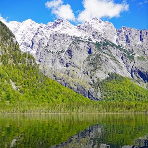 Preview wallpaper mountains, lake, reflection, landscape, nature