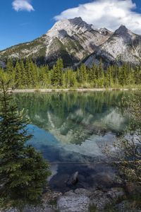 Preview wallpaper mountains, lake, reflection, trees, landscape, nature