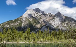 Preview wallpaper mountains, lake, reflection, trees, landscape, nature