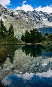 Preview wallpaper mountains, lake, reflection, trees, nature