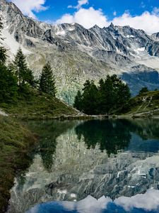 Preview wallpaper mountains, lake, reflection, trees, nature