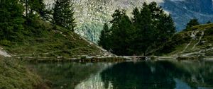 Preview wallpaper mountains, lake, reflection, trees, nature