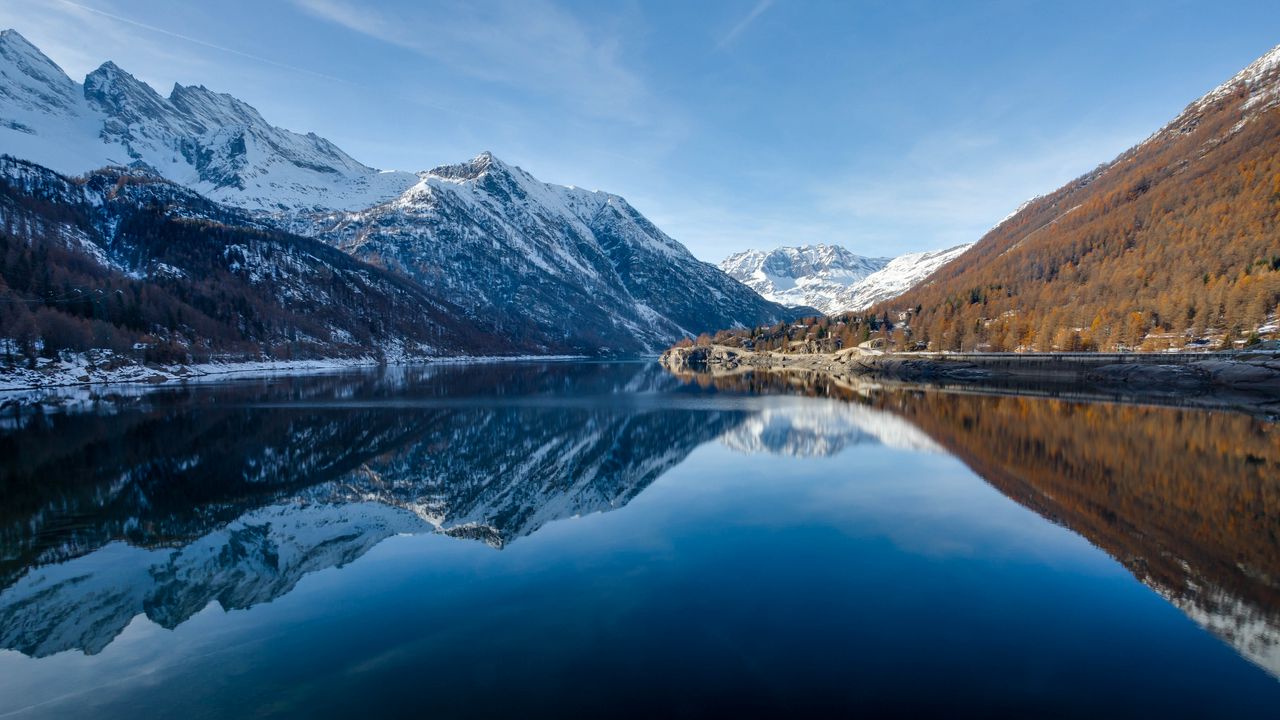 Wallpaper mountains, lake, reflection, landscape, spring