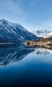Preview wallpaper mountains, lake, reflection, landscape, spring