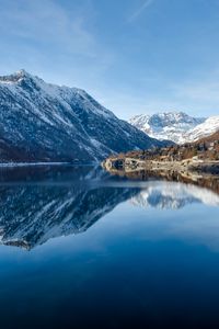 Preview wallpaper mountains, lake, reflection, landscape, spring