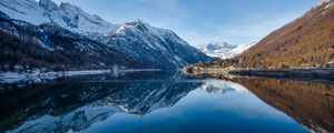 Preview wallpaper mountains, lake, reflection, landscape, spring