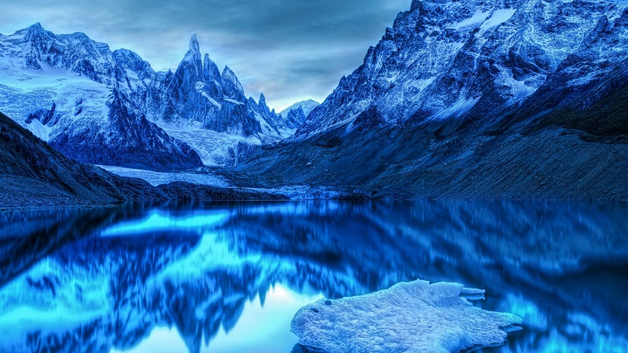 Wallpaper mountains, lake, reflection, snow, ice