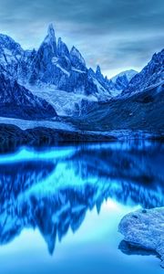 Preview wallpaper mountains, lake, reflection, snow, ice