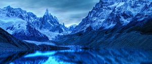 Preview wallpaper mountains, lake, reflection, snow, ice