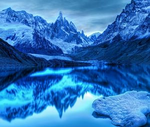 Preview wallpaper mountains, lake, reflection, snow, ice