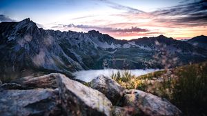 Preview wallpaper mountains, lake, rocks, mountain range, landscape