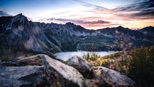 Preview wallpaper mountains, lake, rocks, mountain range, landscape