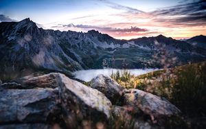 Preview wallpaper mountains, lake, rocks, mountain range, landscape