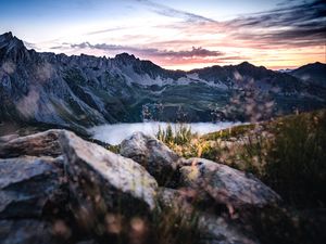 Preview wallpaper mountains, lake, rocks, mountain range, landscape