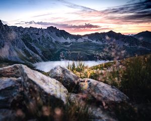 Preview wallpaper mountains, lake, rocks, mountain range, landscape