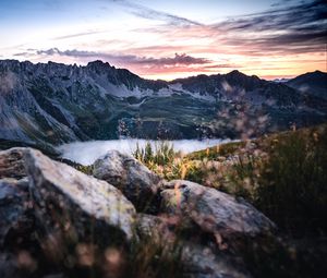 Preview wallpaper mountains, lake, rocks, mountain range, landscape