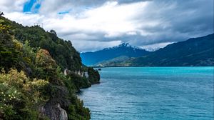 Preview wallpaper mountains, lake, rocks, bushes, landscape