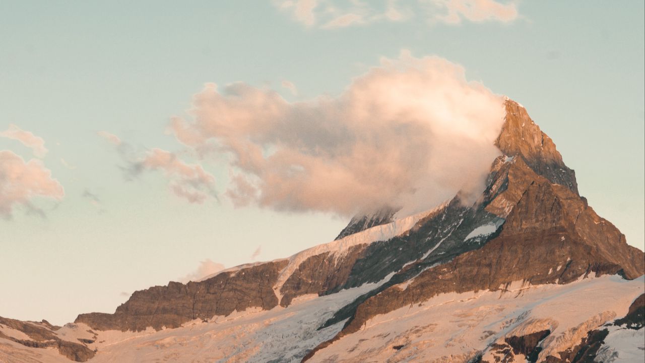 Wallpaper mountains, lake, rocks, snowy, clouds