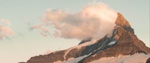 Preview wallpaper mountains, lake, rocks, snowy, clouds