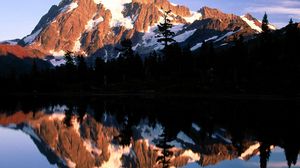 Preview wallpaper mountains, lake, shade, evening