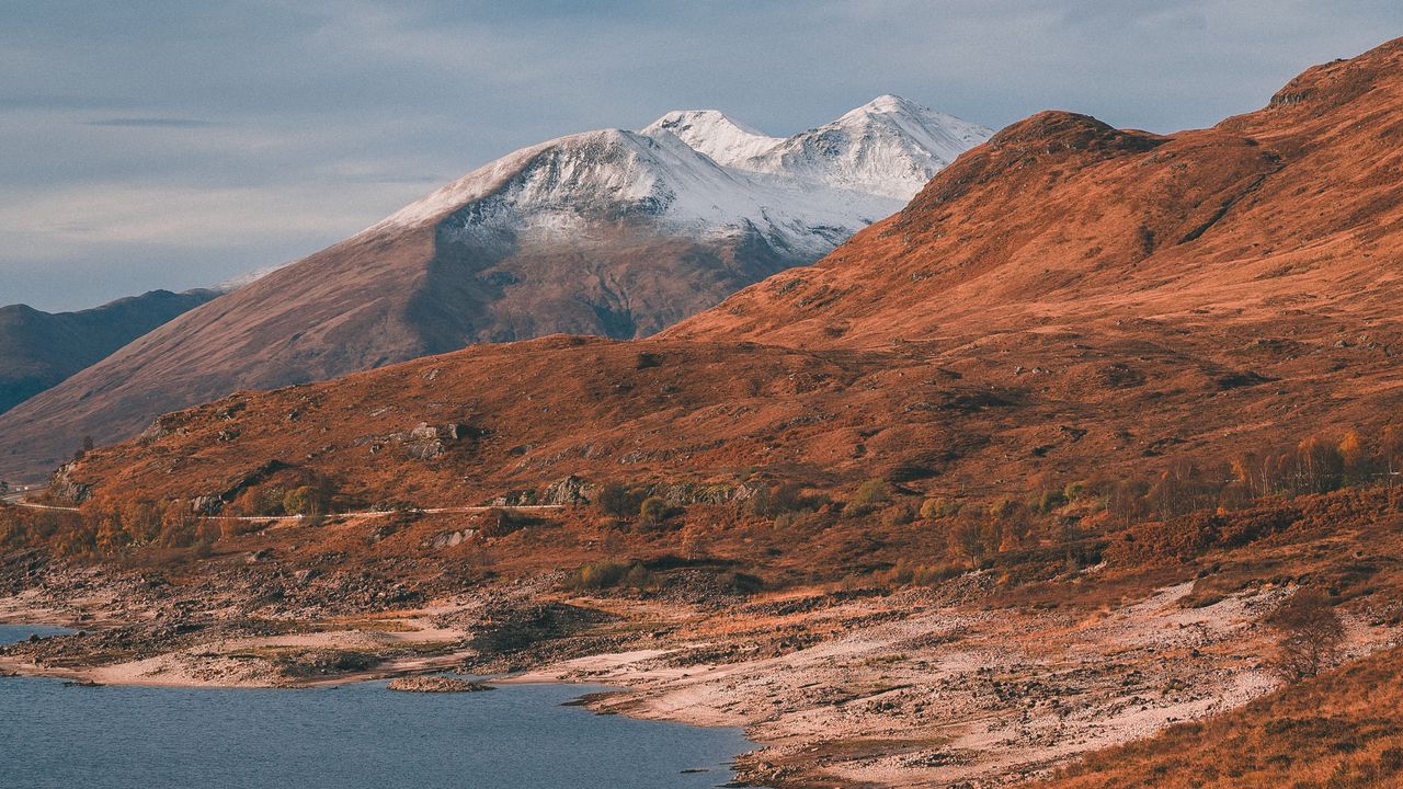 Wallpaper mountains, lake, shore, slope, landscape