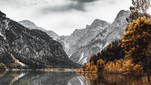 Preview wallpaper mountains, lake, shore, trees, nature