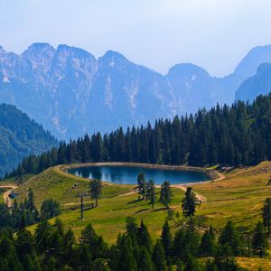 Preview wallpaper mountains, lake, sky, trees