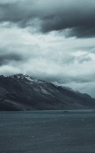 Preview wallpaper mountains, lake, sky, overcast