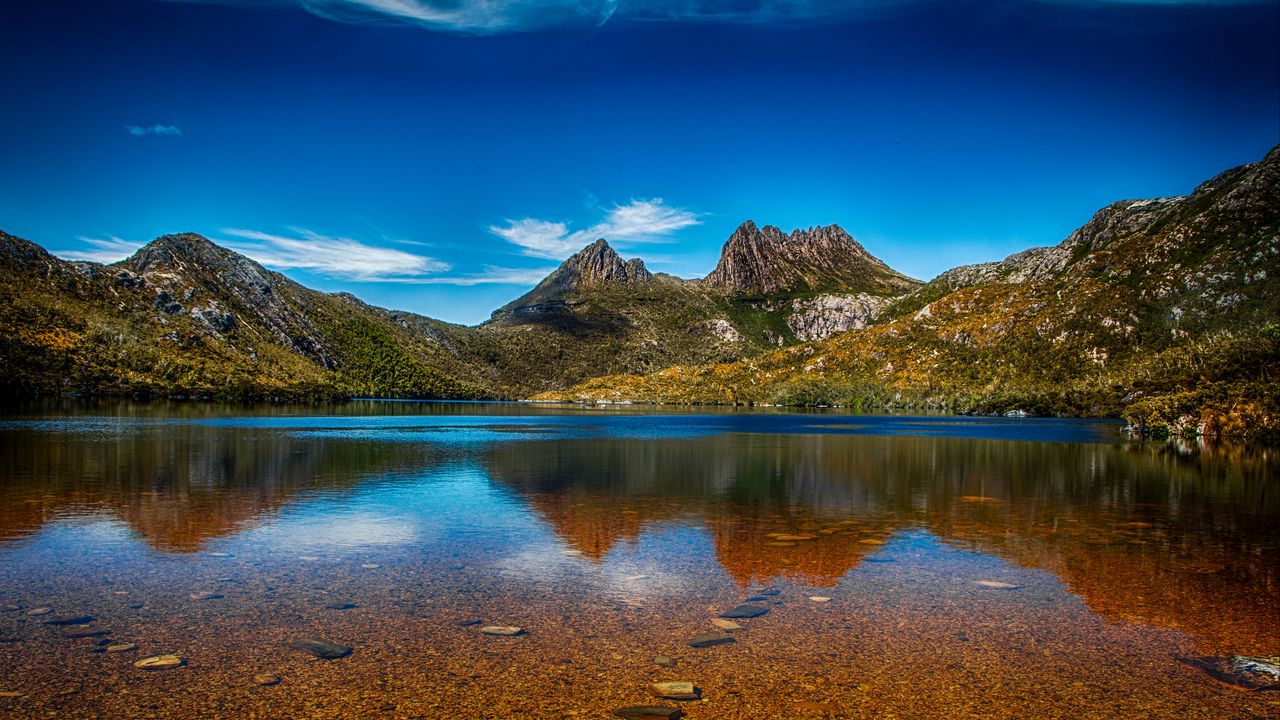 Wallpaper mountains, lake, sky, water