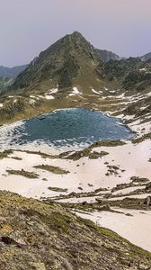 Preview wallpaper mountains, lake, snow, peaks, nature