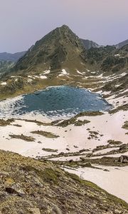 Preview wallpaper mountains, lake, snow, peaks, nature
