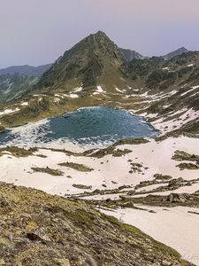 Preview wallpaper mountains, lake, snow, peaks, nature