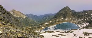 Preview wallpaper mountains, lake, snow, peaks, nature