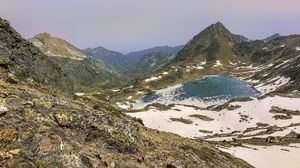 Preview wallpaper mountains, lake, snow, peaks, nature