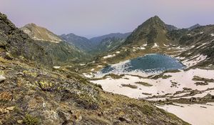 Preview wallpaper mountains, lake, snow, peaks, nature