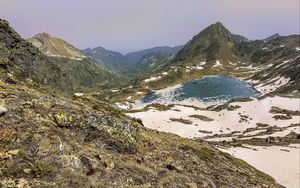 Preview wallpaper mountains, lake, snow, peaks, nature