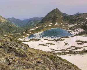 Preview wallpaper mountains, lake, snow, peaks, nature