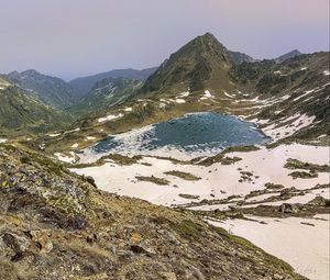 Preview wallpaper mountains, lake, snow, peaks, nature