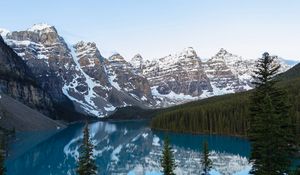 Preview wallpaper mountains, lake, snow, winter, trees