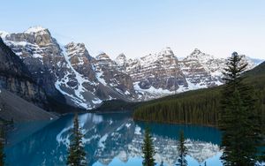 Preview wallpaper mountains, lake, snow, winter, trees