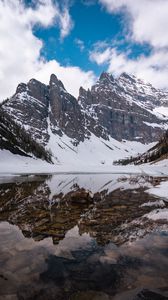 Preview wallpaper mountains, lake, snow, landscape, reflection