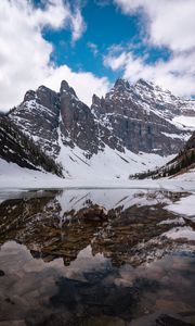 Preview wallpaper mountains, lake, snow, landscape, reflection