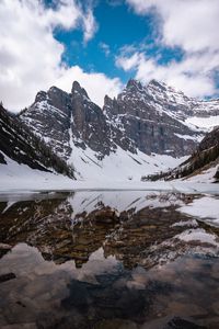 Preview wallpaper mountains, lake, snow, landscape, reflection
